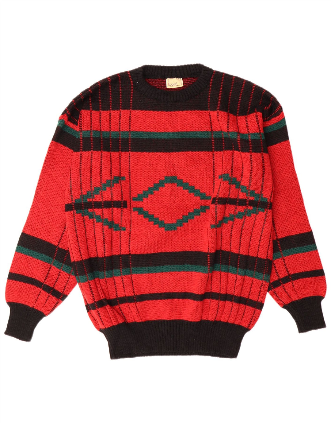 Ανδρικό πουλόβερ Rodes Crew Neck Jumper Μεσαίο κόκκινο γεωμετρικό
