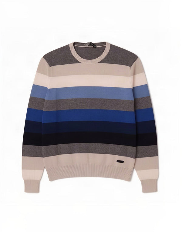 Ivy Oxford Mens Crew Neck Jumper Sweater 2XL Multicoloured Striped Cotton