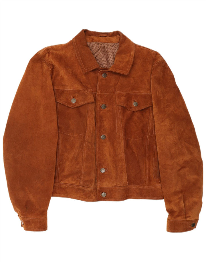 Vintage γυναικείο σουέντ μπουφάν UK 14 μεσαίου καφέ δέρμα