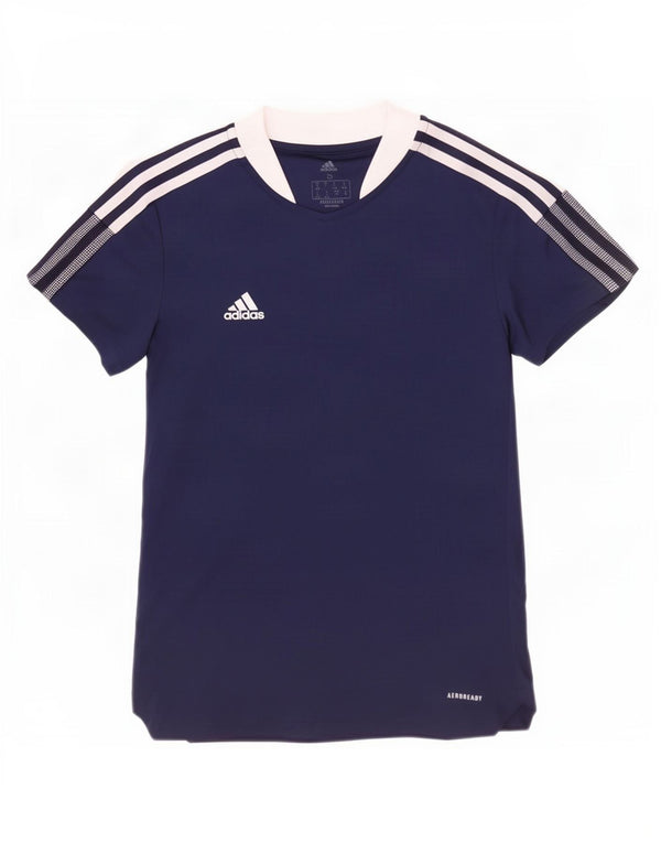 Adidas Γυναικείο T-Shirt Aeroready Top UK 8/10 Small Navy Blue Colourblock
