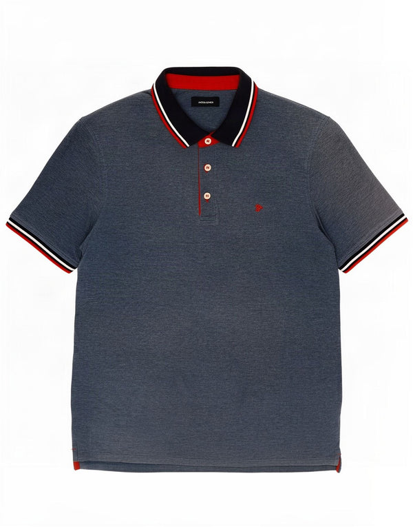 Ανδρικό μπλουζάκι πόλο Jack & Jones XL Navy Blue Cotton