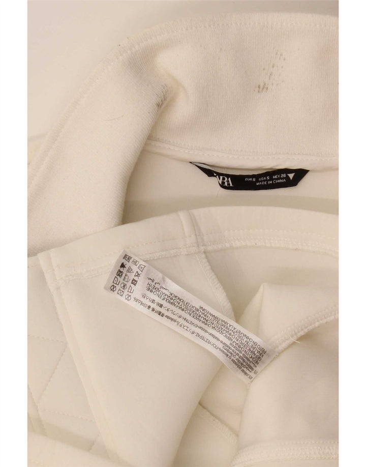 Zara Γυναικείο Bomber Jacket UK 10 Small White Polyester