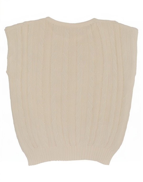 Vintage γυναικείο γιλέκο Tank Top UK 14 Medium Off White