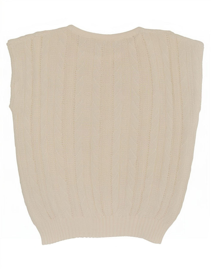 Vintage γυναικείο γιλέκο Tank Top UK 14 Medium Off White