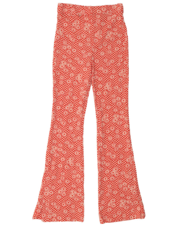 Zara Γυναικείο Flare Casual Παντελόνι Medium W28 L33 Πορτοκαλί Floral Polyester