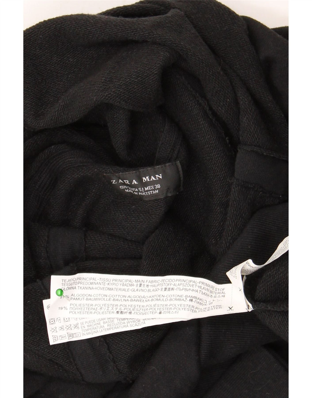 Zara Ανδρικό φούτερ με ρολό λαιμόκοψη Jumper Μικρό μαύρο βαμβακερό