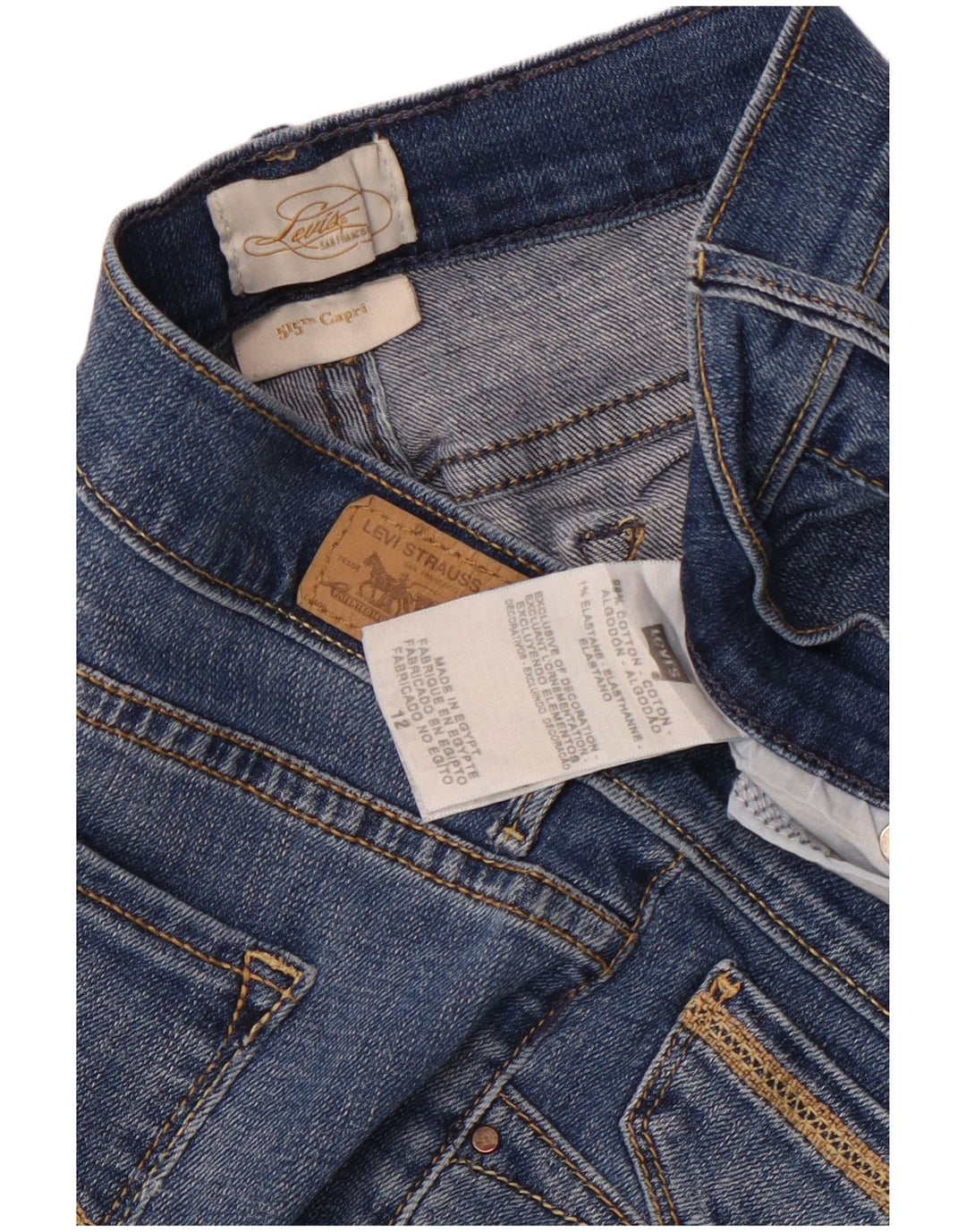 Levi's Womens 515 Capri Jeans US 12 Large W34 L18 Μπλε βαμβακερό
