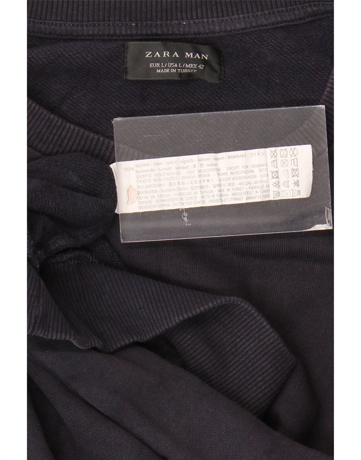 Zara Ανδρικό Φούτερ Jumper Μεγάλο Ναυτικό Βαμβακερό