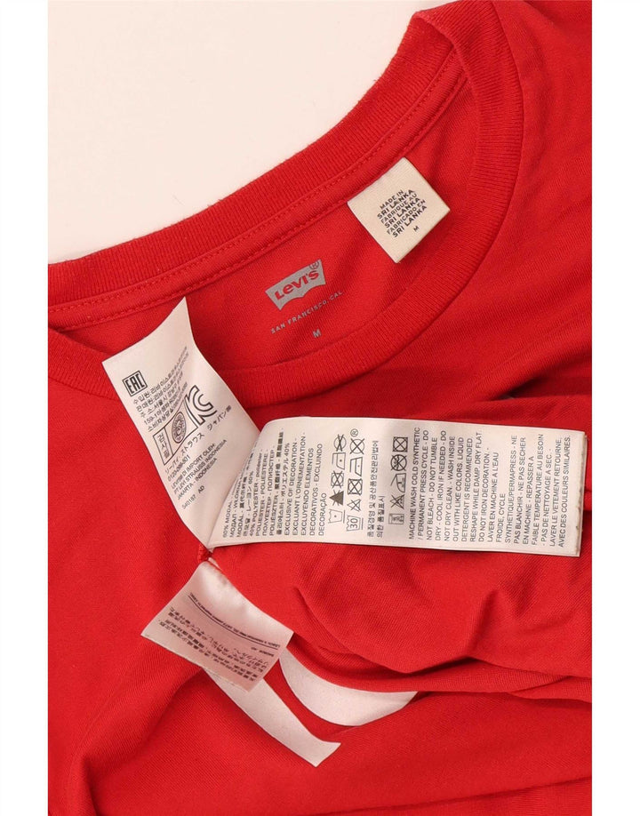 Γυναικείο γραφικό T-Shirt Levi's Top UK 12 Medium Red Modal