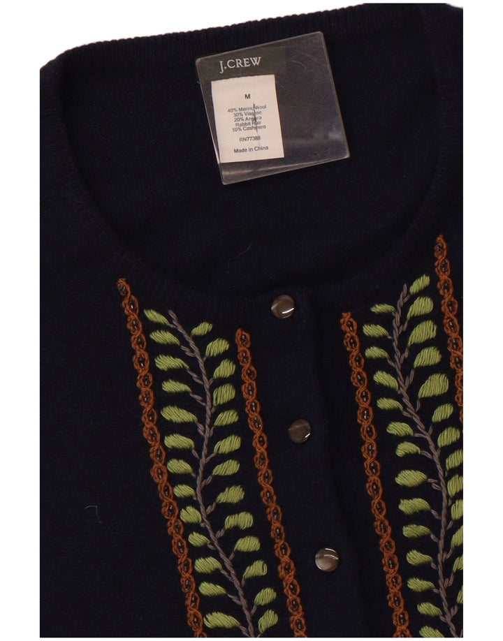 J. CREW Γυναικείο πουλόβερ ζακέτα με 3/4 μανίκια UK 12 Medium Navy Blue Floral