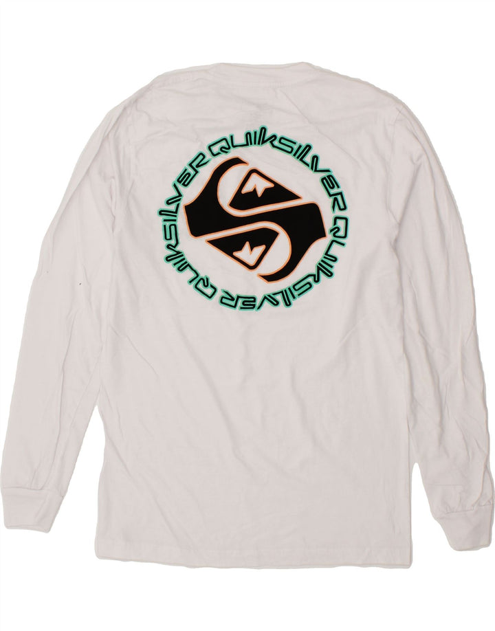 QUIKSILVER Womens Regular Fit Graphic Top Long Sleeve UK 12 Medium White Vintage Quiksilver and Second-Hand Quiksilver from Messina Hembry 