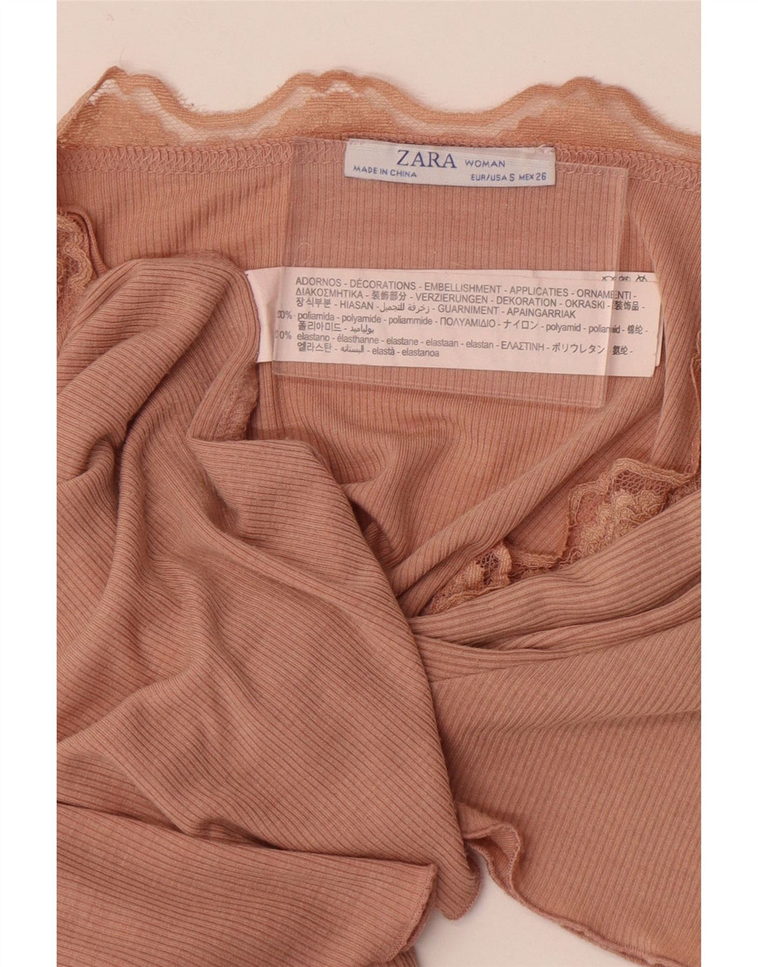Zara Γυναικείο T-Shirt Top UK 8 Small Orange Polyamide