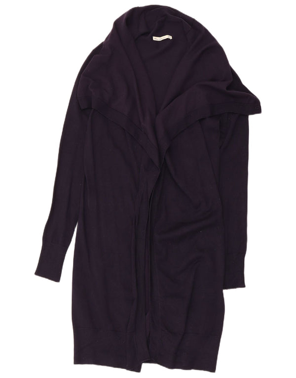 Zara Γυναικείο Longline ανοιχτό πουλόβερ ζακέτα UK 12 Medium Navy Blue Viscose