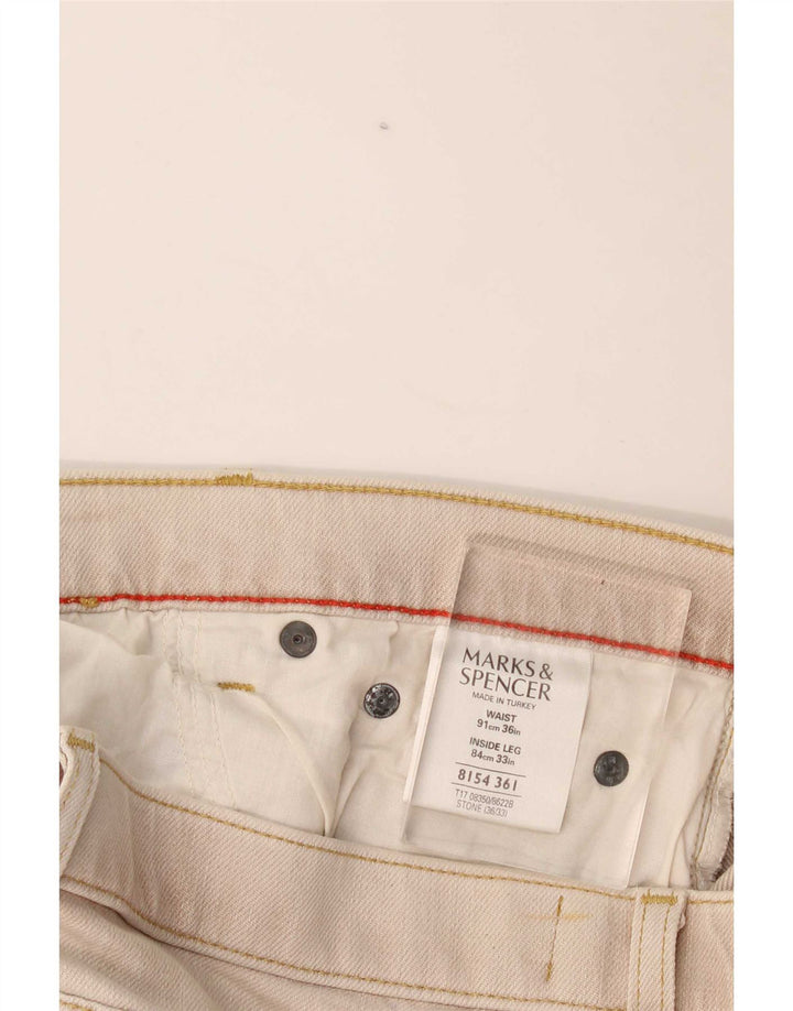 Ανδρικό τζιν ίσιο Marks & Spencer W36 L33 Μπεζ βαμβακερό