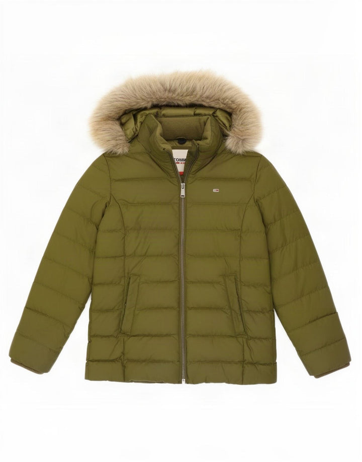Tommy Hilfiger γυναικείο μπουφάν με κουκούλα UK 10 Small Khaki Polyester