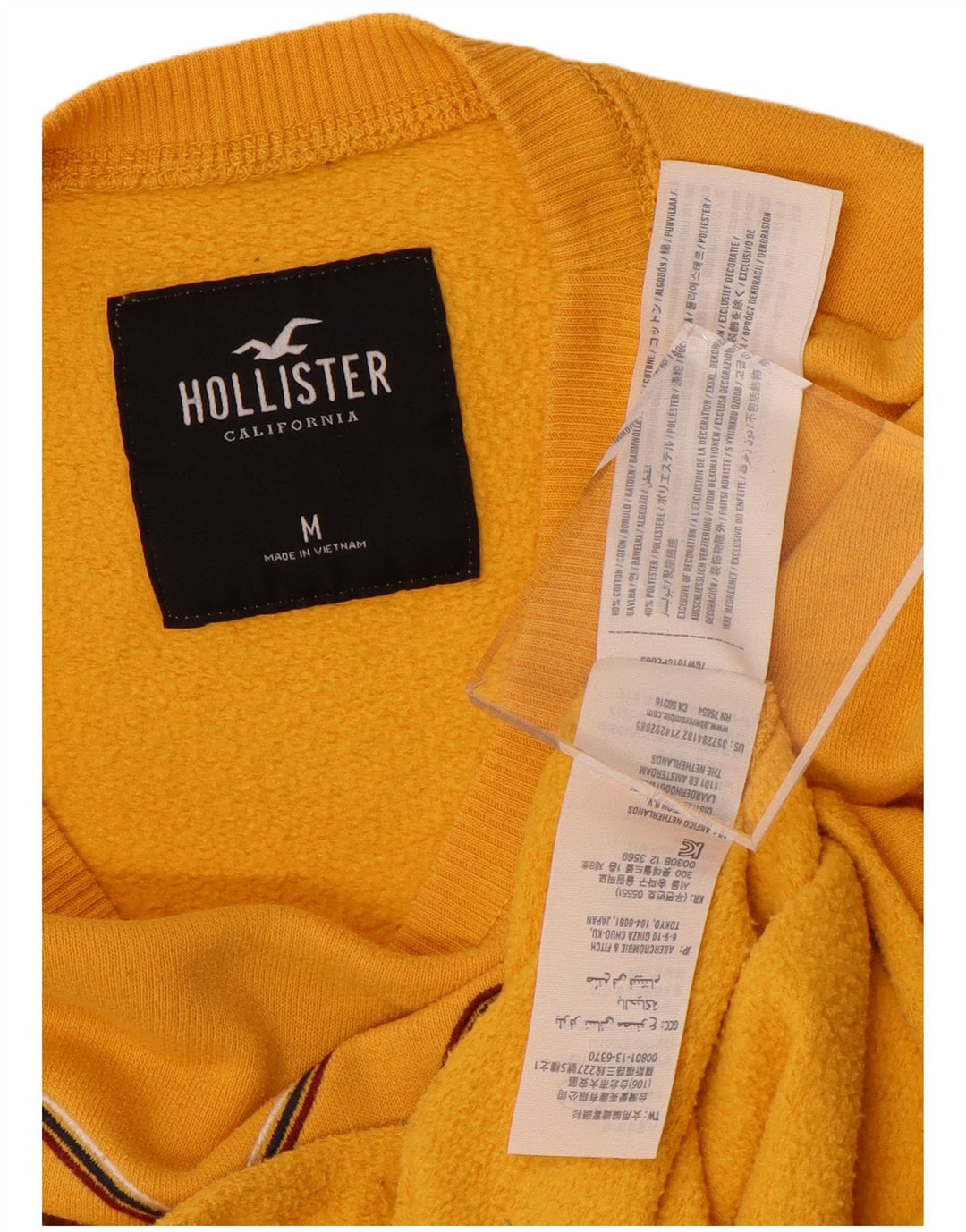 Γυναικείο γραφικό φούτερ HOLLISTER Crop Jumper UK 14 μεσαίο κίτρινο βαμβακερό