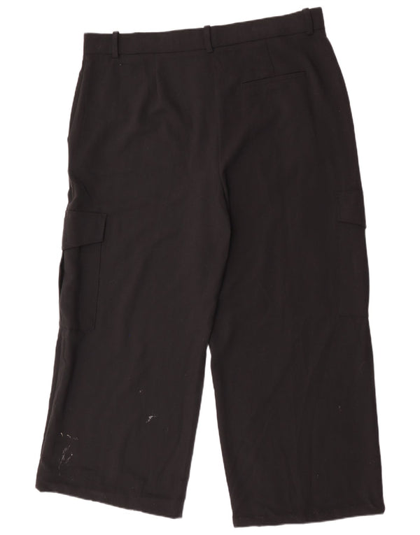 Marks & Spencer Γυναικείο Crop Straight Παντελόνι Cargo UK 18 XL W38 L25 Μαύρο