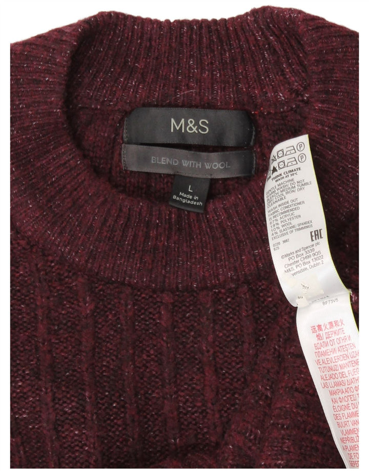 Marks & Spencer Ανδρικό πουλόβερ με λαιμόκοψη μεγάλου μεγέθους μπορντό