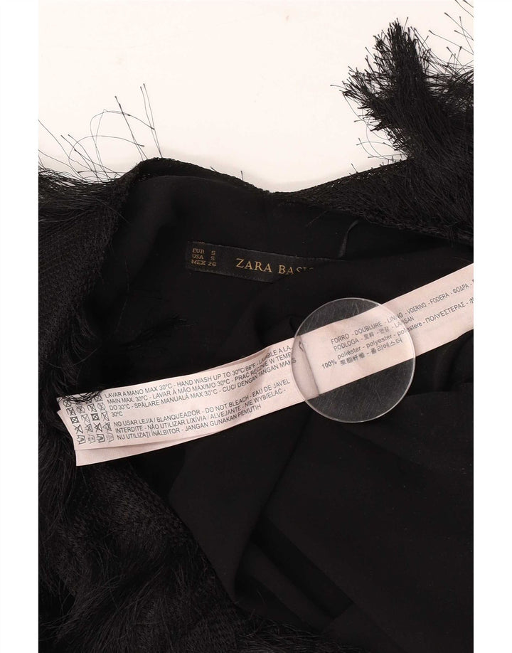 Zara Γυναικεία Αμάνικη Crop Μπλούζα Τοπ UK 10 Small Black Polyester