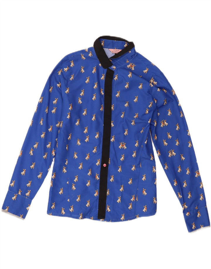 Γυναικείο πουκάμισο Ted Baker, μέγεθος 2, Small Blue Animal Print Polyester