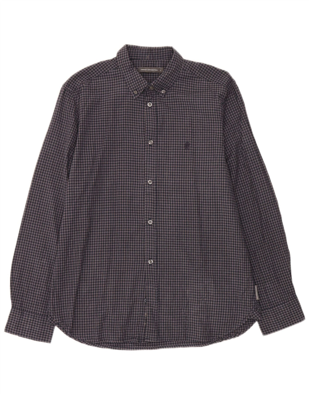 Ανδρικό πουκάμισο French Connection Φανελένιο μεγάλο Navy Blue Gingham Cotton