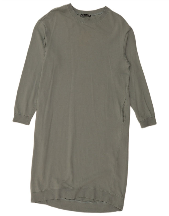 Zara Γυναικεία Φούτερ Jumper Φόρεμα UK 14 Medium Grey