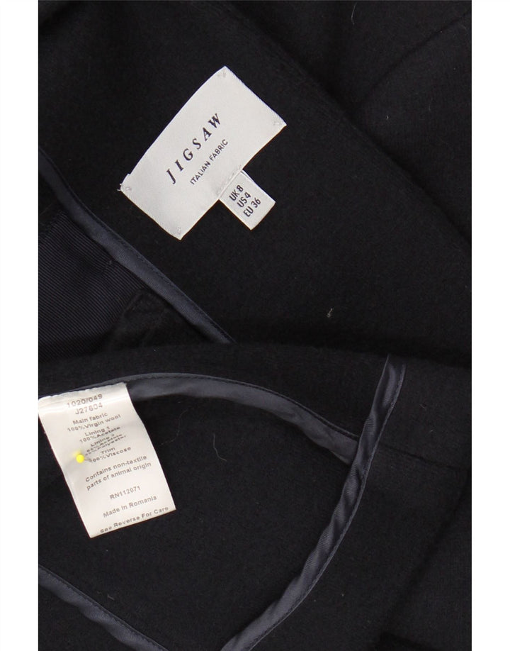 JIGSAW Γυναικείο σακάκι 1 κουμπιού UK 8 Μικρό Navy Blue παρθένο μαλλί