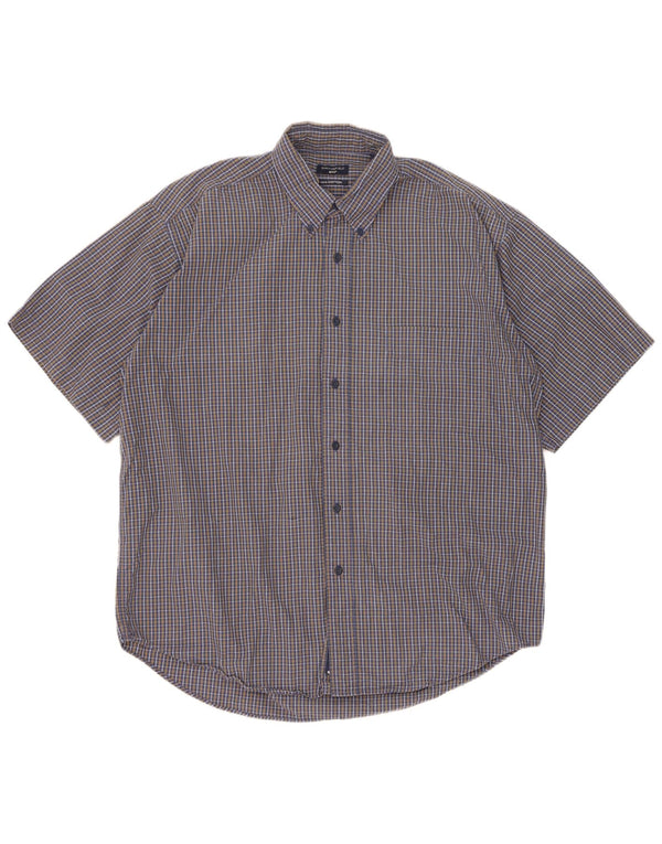 Springfield Mens Short Sleeve Shirt Large Blue Check Cotton