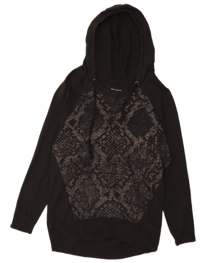 Dkny Γυναικείο Hoodie Jumper UK 14 Medium Black Geometric Cotton