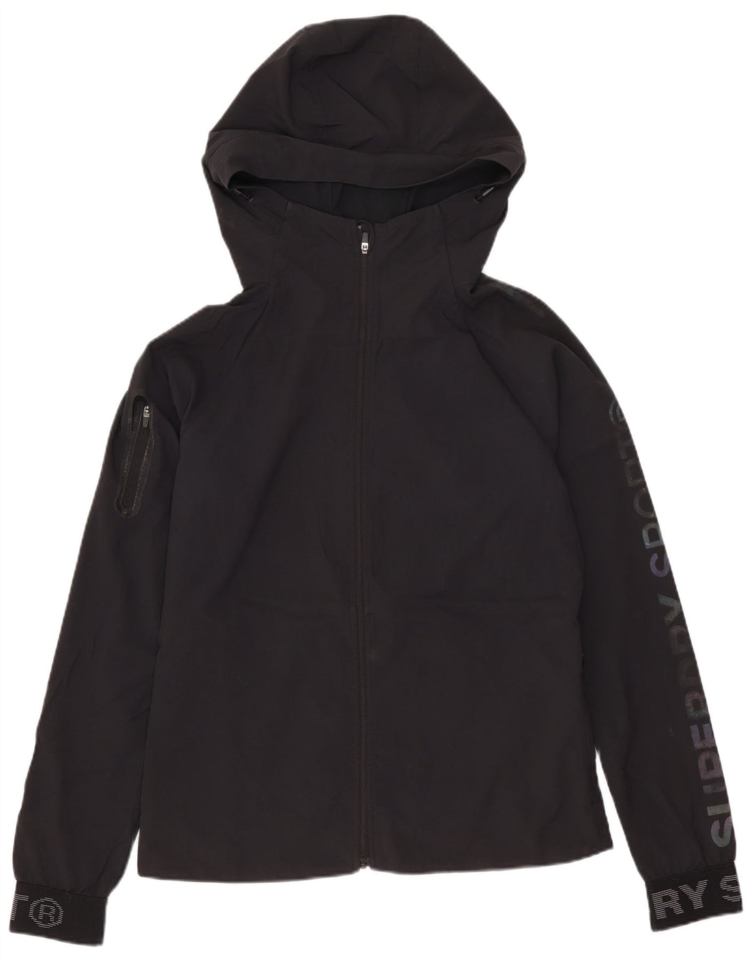 Superdry Γυναικείο Αντιανεμικό Μπουφάν UK 8 Μικρό Μαύρο Πολυεστέρα