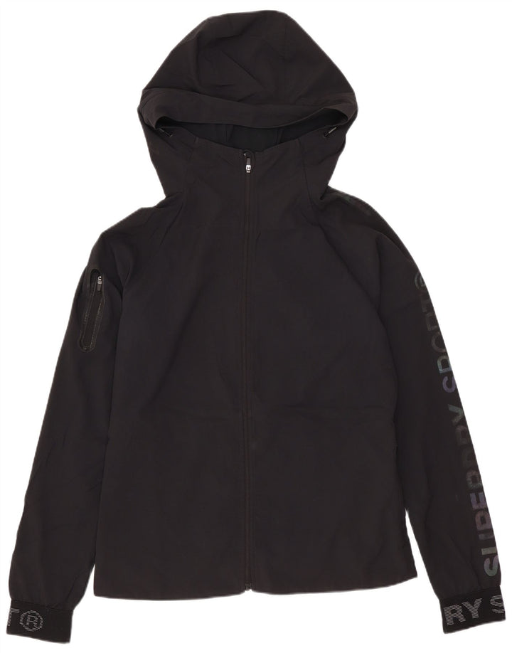 Superdry Γυναικείο Αντιανεμικό Μπουφάν UK 8 Μικρό Μαύρο Πολυεστέρα