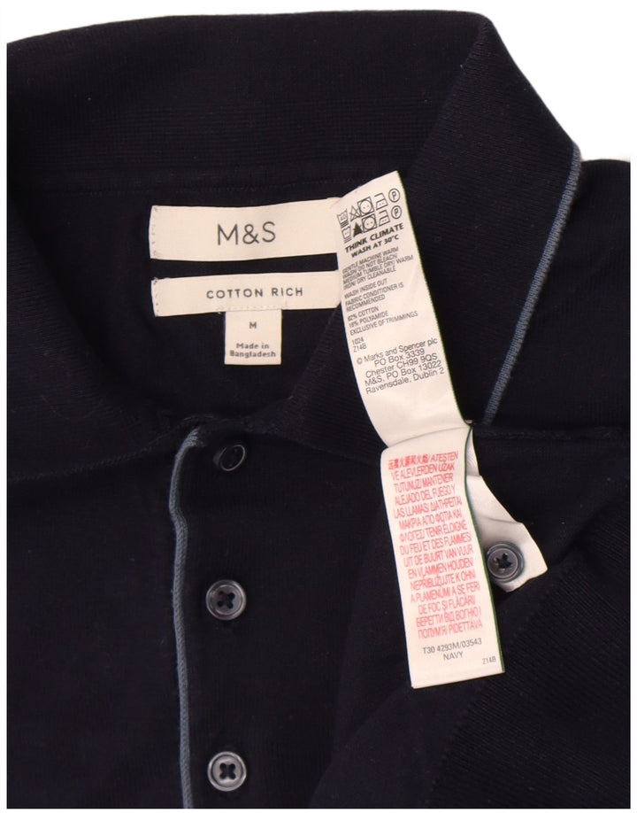 Ανδρικό μπλουζάκι πόλο Marks & Spencer, Βαμβακερό μεσαίο ναυτικό μπλε
