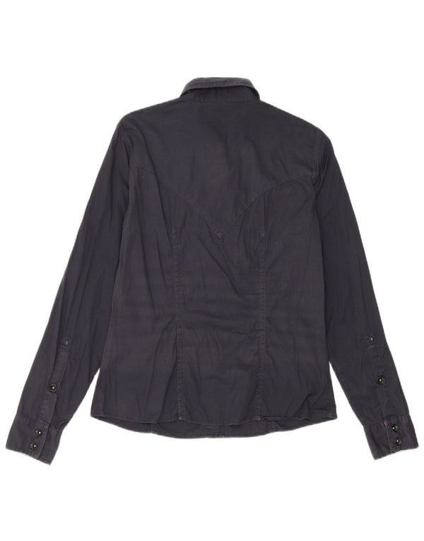 Gas Γυναικείο πουκάμισο UK 12 Medium Navy Blue βαμβακερό