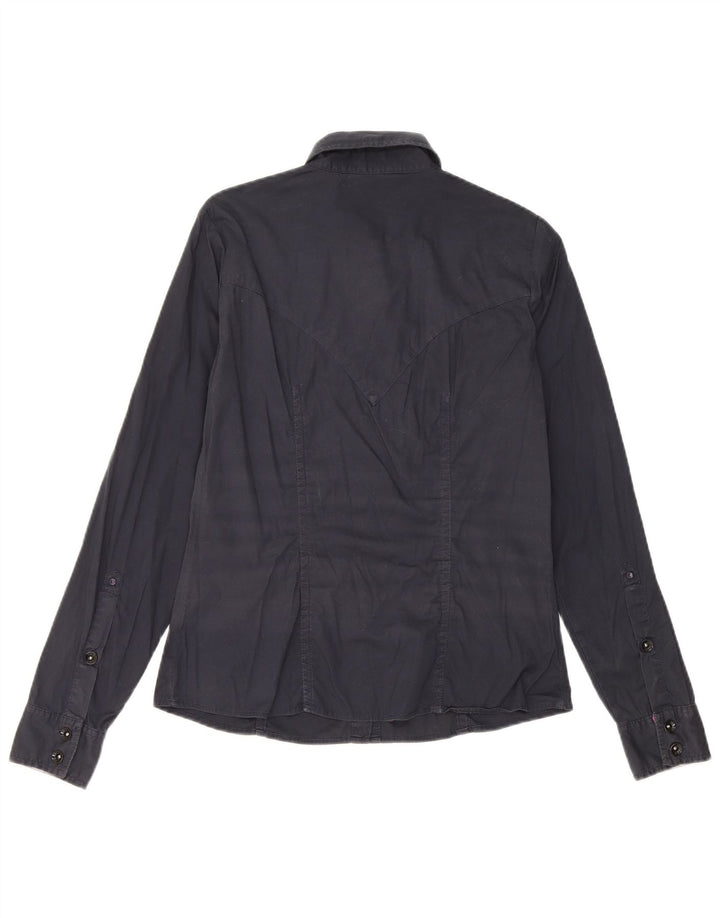 Gas Γυναικείο πουκάμισο UK 12 Medium Navy Blue βαμβακερό