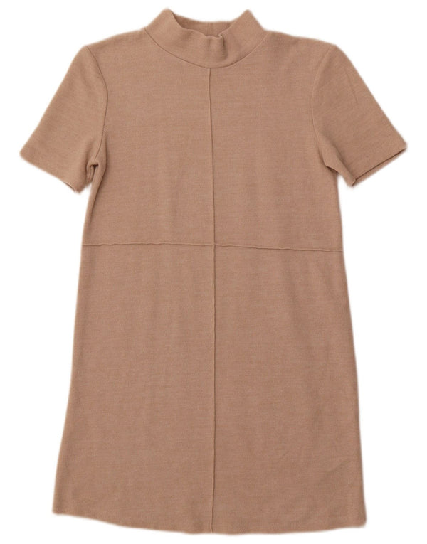 Γυναικείο κοντομάνικο φόρεμα ZARA UK 10 Small Beige