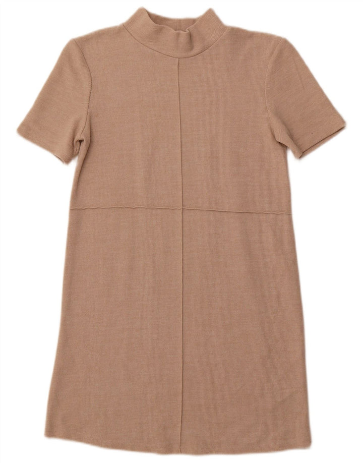 Γυναικείο κοντομάνικο φόρεμα ZARA UK 10 Small Beige