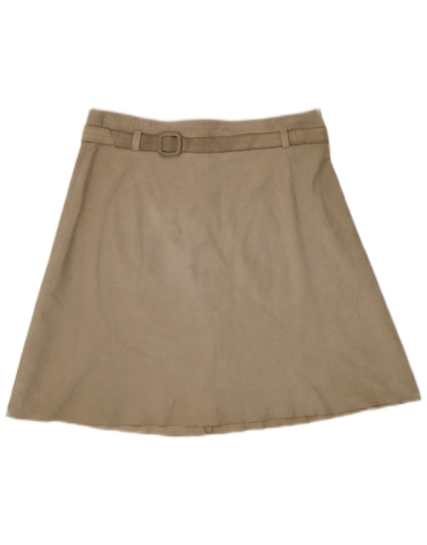 Luna Γυναικεία Suede Φούστα A-Line W28 Medium Beige δέρμα