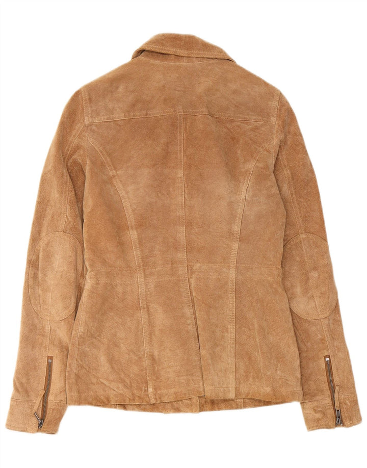 CAMAIEU Γυναικείο Suede Jacket UK 8 Small Beige Leather
