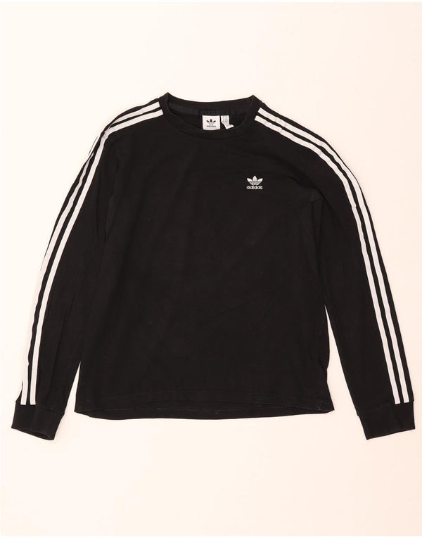 ADIDAS Womens Top Long Sleeve UK 14 Medium Black Cotton