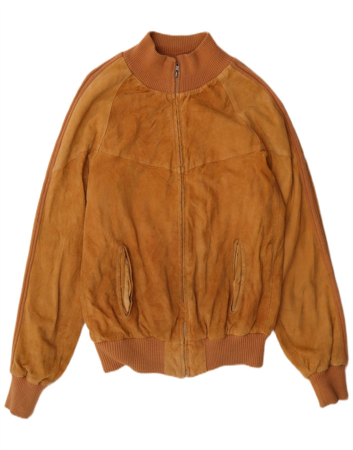 Vintage Ανδρικό Suede Bomber Jacket UK 42 XL Καφέ Δερμάτινο