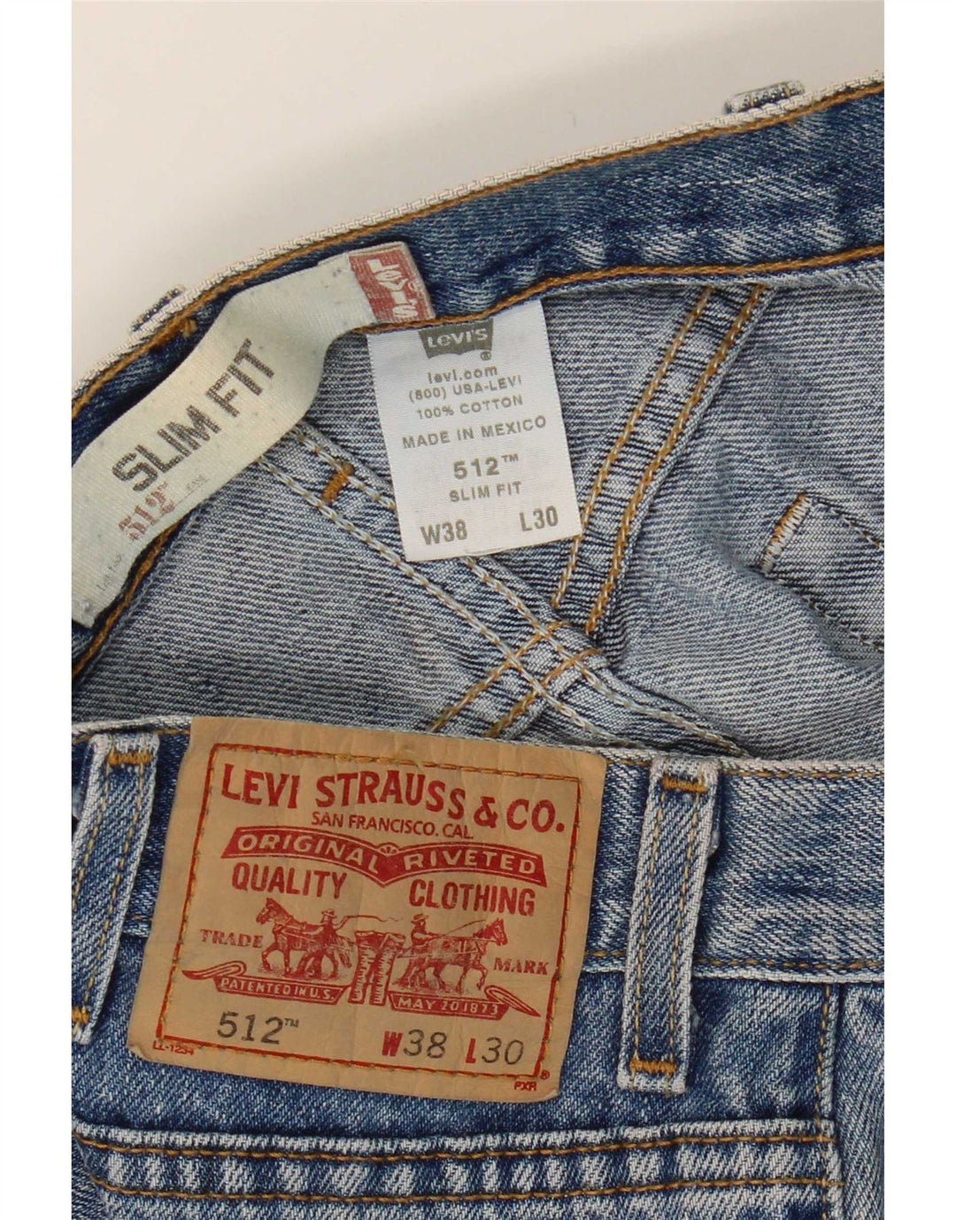 Levi's Mens 512 Slim Jeans W38 L27 Μπλε Βαμβακερό