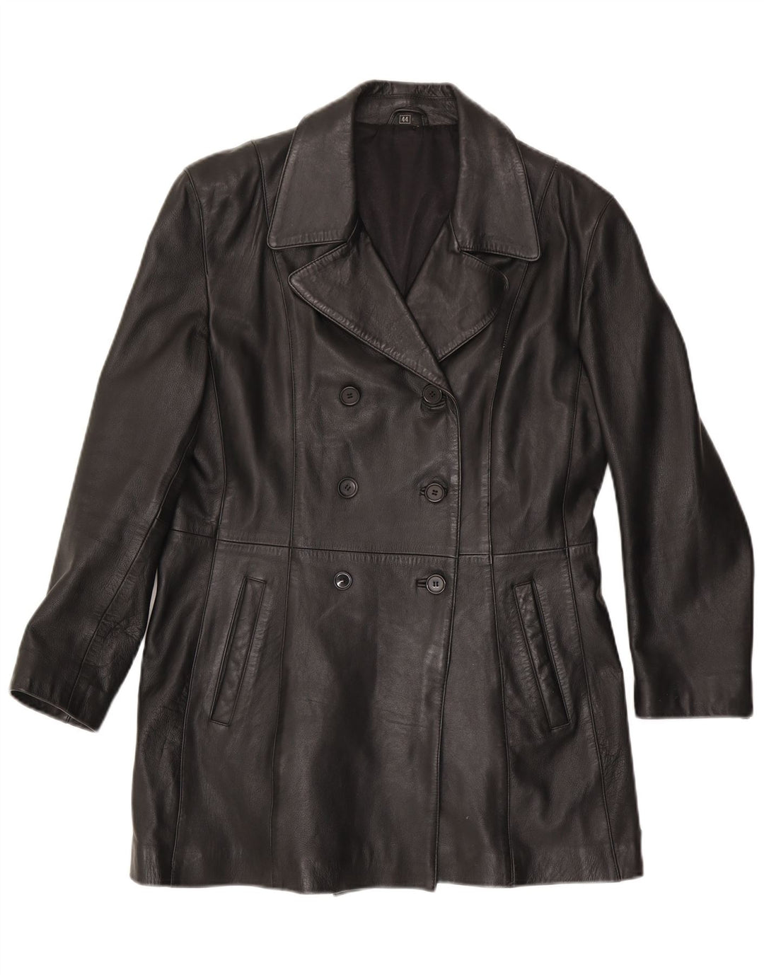 Vintage Γυναικείο Δερμάτινο Παλτό EU 44 XL Μαύρο Δερμάτινο