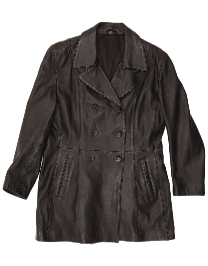 Vintage Γυναικείο Δερμάτινο Παλτό EU 44 XL Μαύρο Δερμάτινο