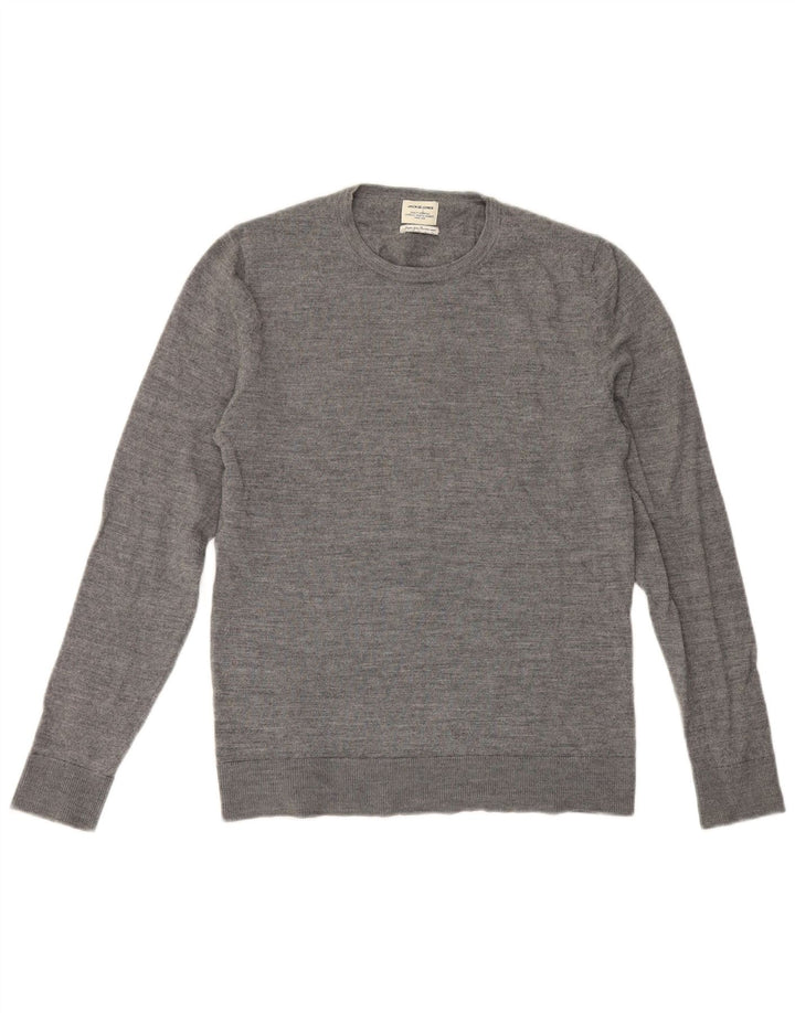 Jack & Jones Ανδρικό πουλόβερ με λαιμόκοψη από μεσαίο γκρι μαλλί