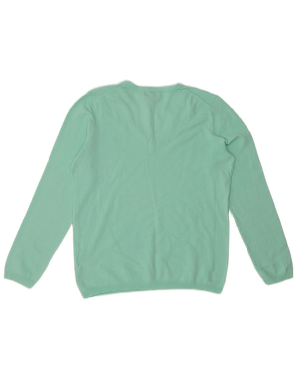 TOMMY HILFIGER Γυναικείο πουλόβερ με λαιμόκοψη με V λαιμόκοψη UK 14 μεγάλο τυρκουάζ βαμβακερό