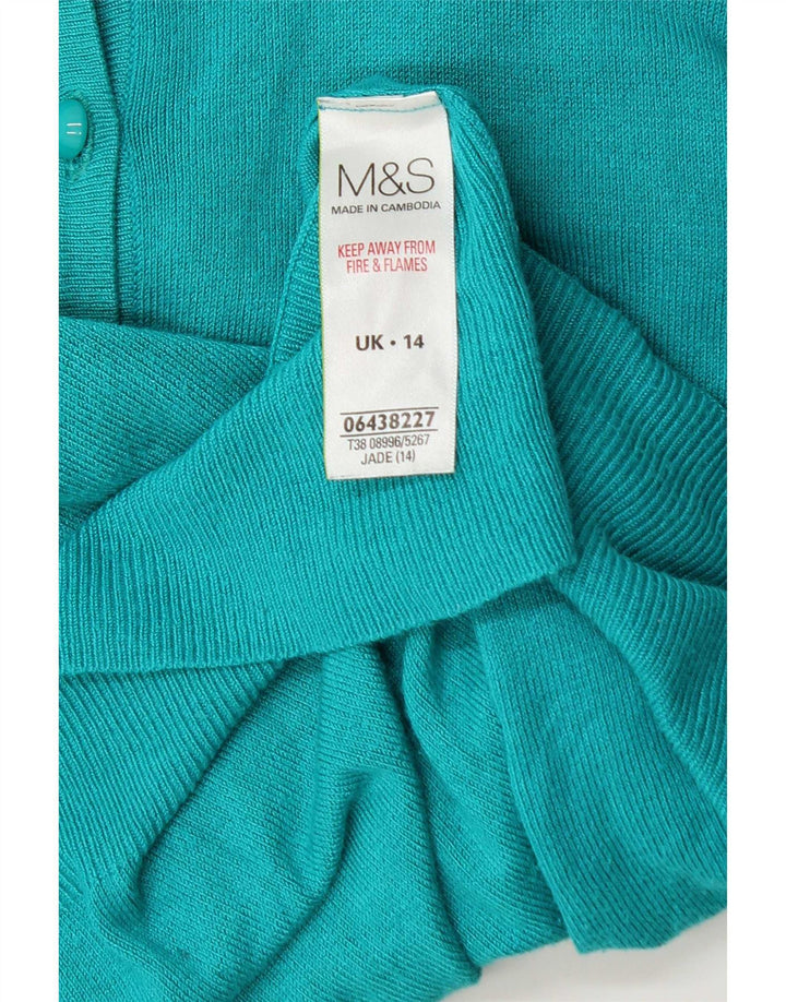 Marks & Spencer Γυναικεία ζακέτα πουλόβερ UK 14 μεγάλη τιρκουάζ βισκόζη