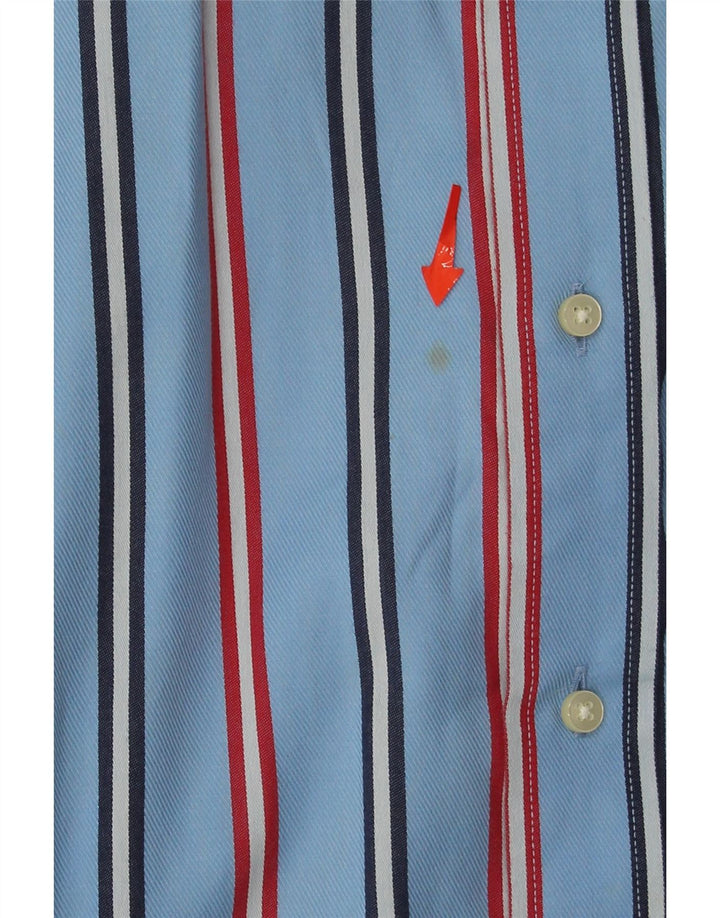 TOMMY HILFIGER Mens Shirt Medium Blue Striped Cotton