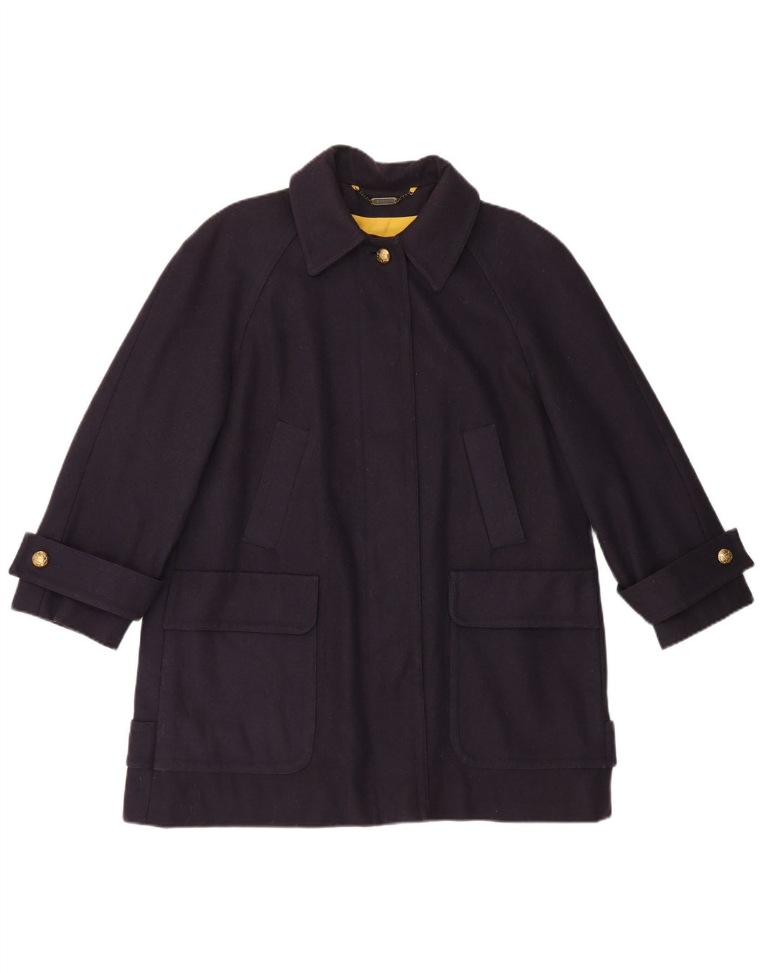 Aquascutum Γυναικείο Oversized Πανωφόρι UK 16 Large Navy Blue Wool