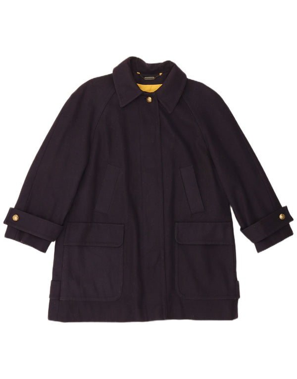 Aquascutum Γυναικείο Oversized Πανωφόρι UK 16 Large Navy Blue Wool