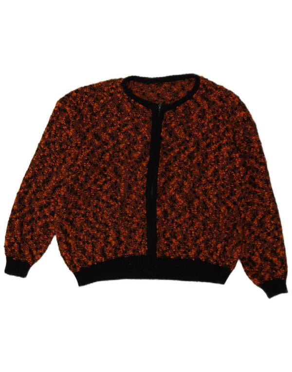 Vintage γυναικείο πουλόβερ ζακέτα με φερμουάρ UK 18 XL σε καφέ φλύκταινα